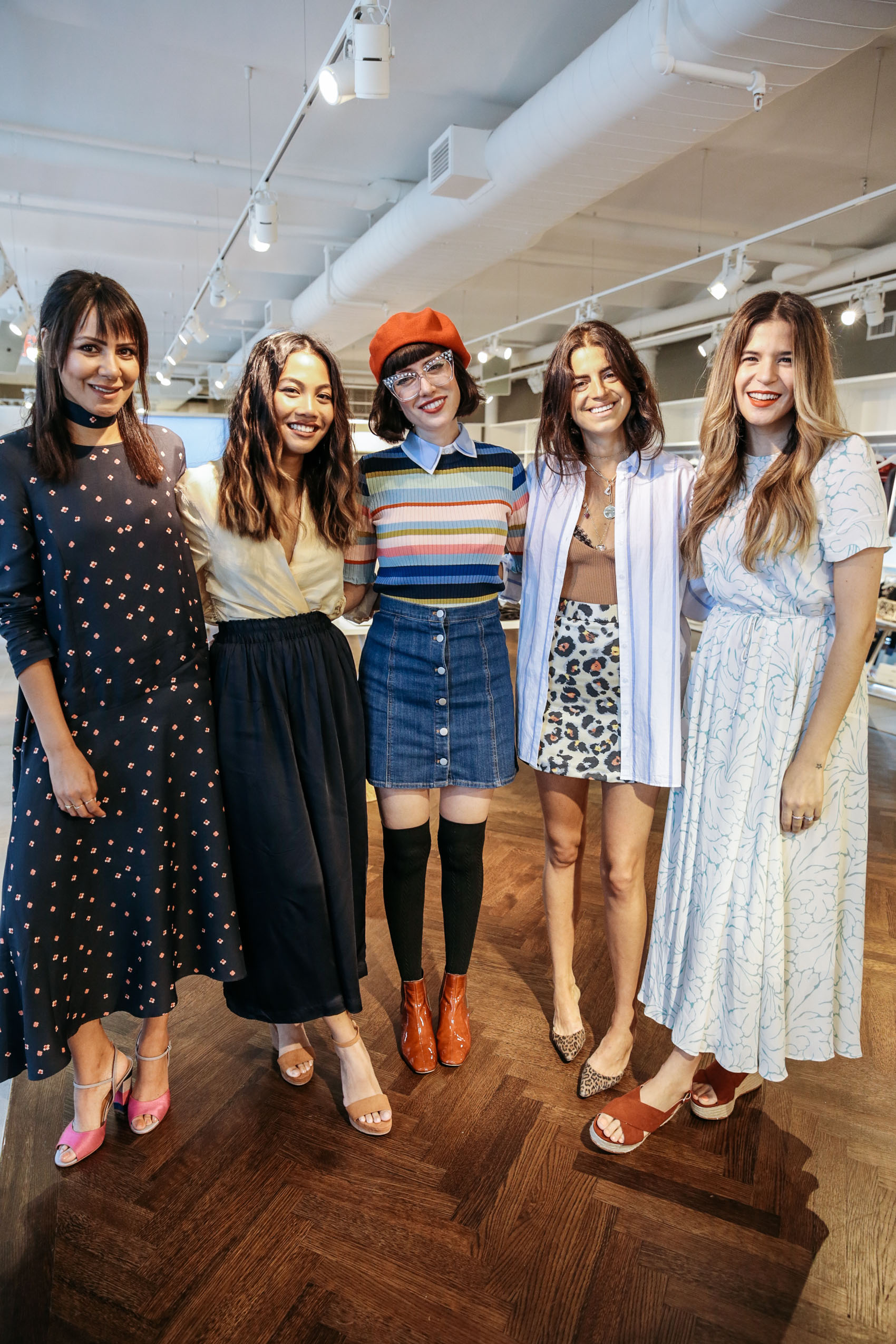 Taye Hansberry, Jannel Therese, Amy Roiland, Leandra Medine and Maristella Gonzalez at the H&M showroom in New York