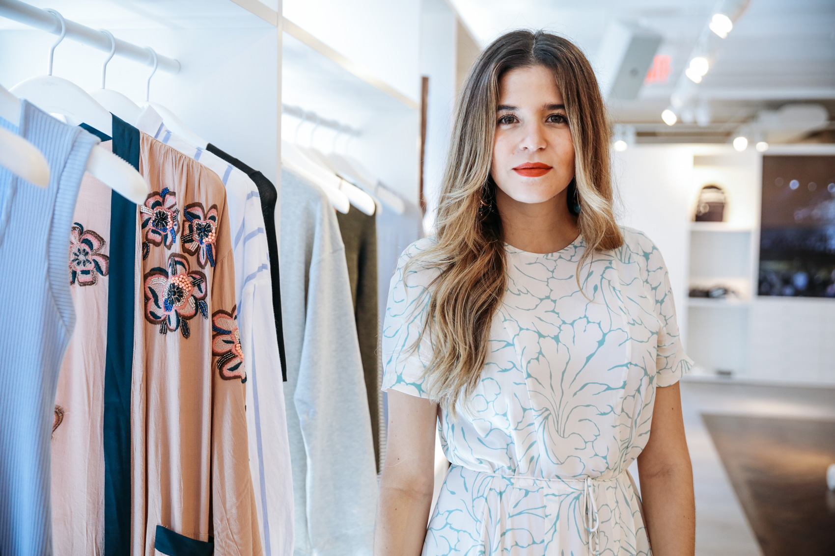 Blogger Maristella Gonzalez in the H&M showroom in New York 