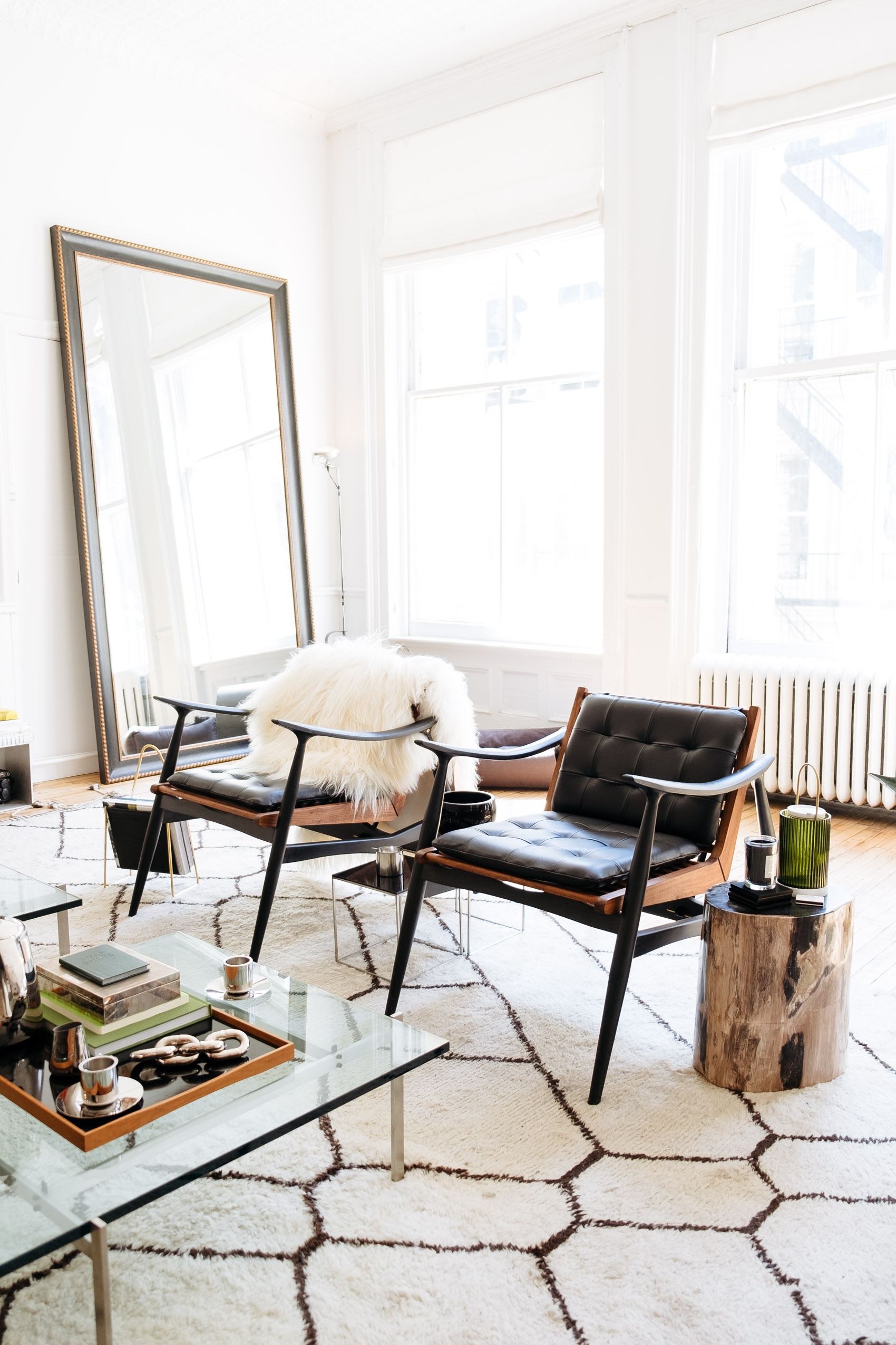 Bright living room with chic interior decor at The Apartment by The Line in Soho New York