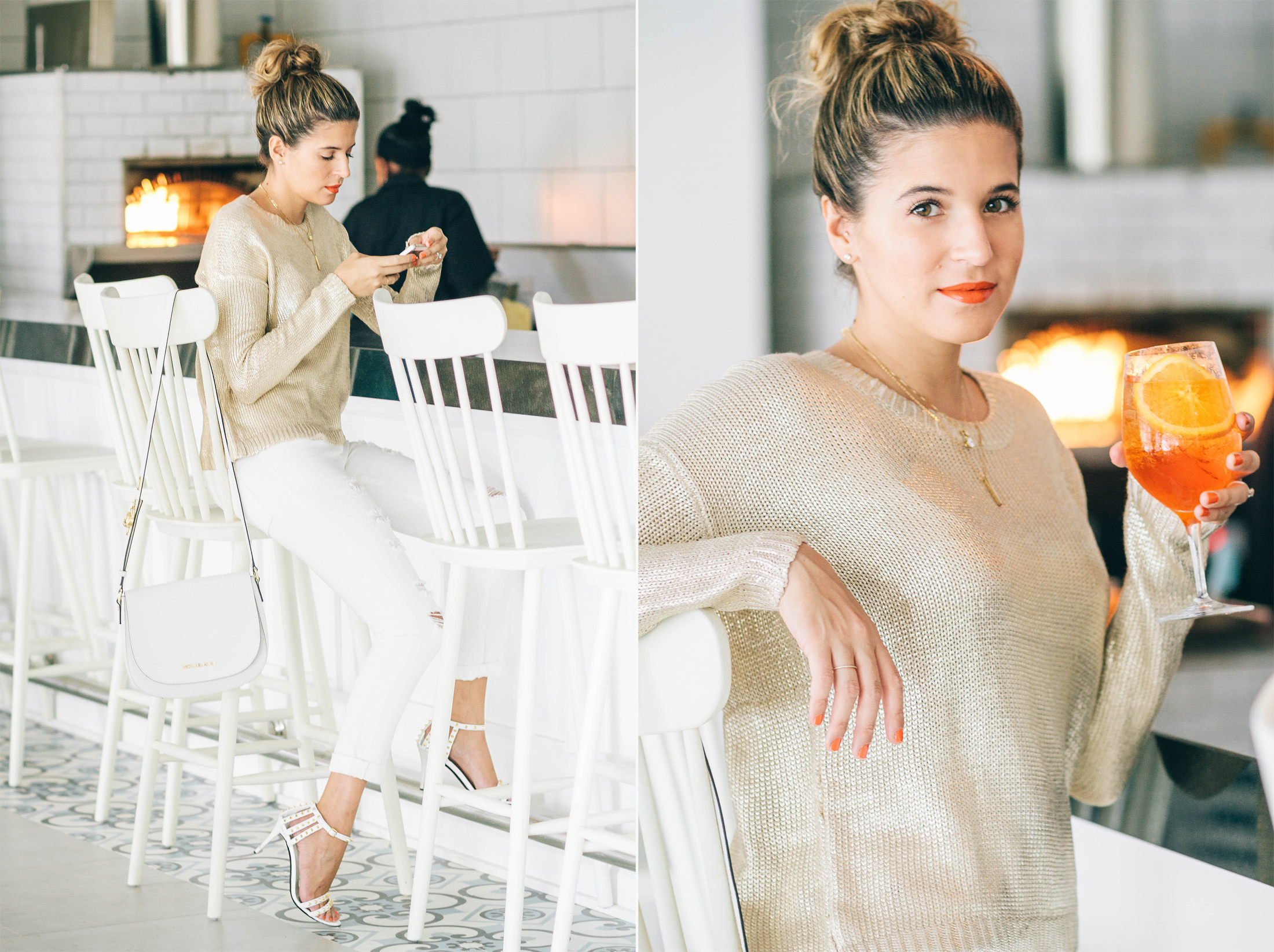 Blogger Maristella in a white and cold casual look