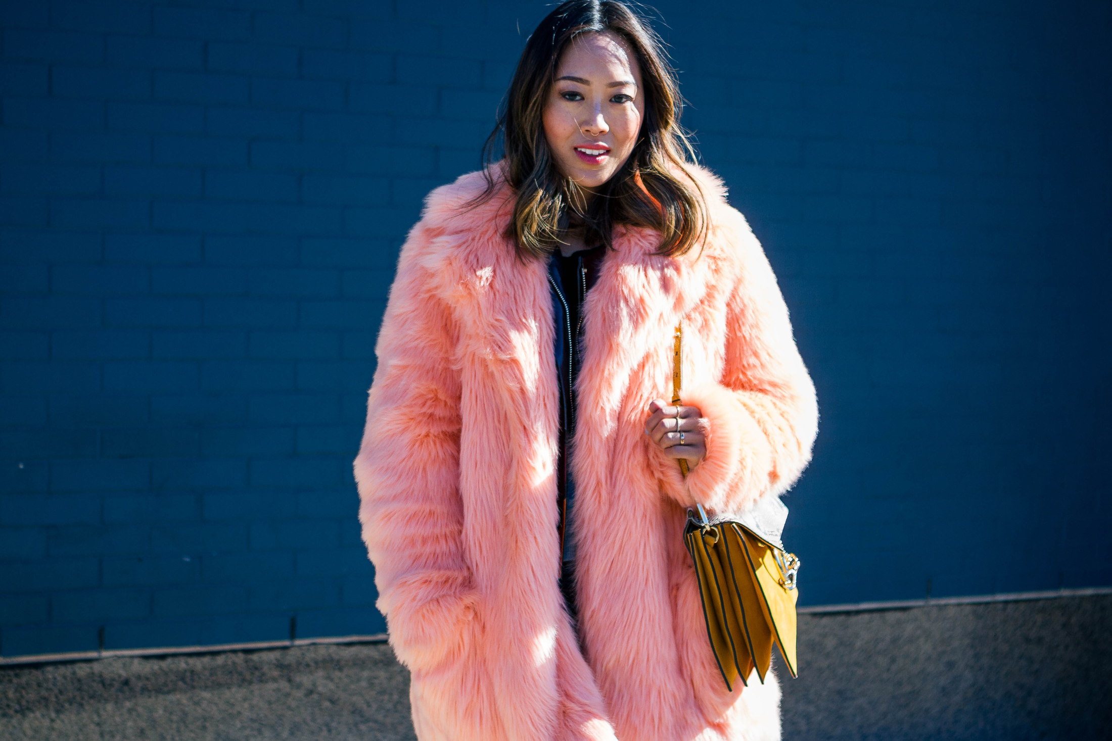 Song Of Style Wearing pink fur