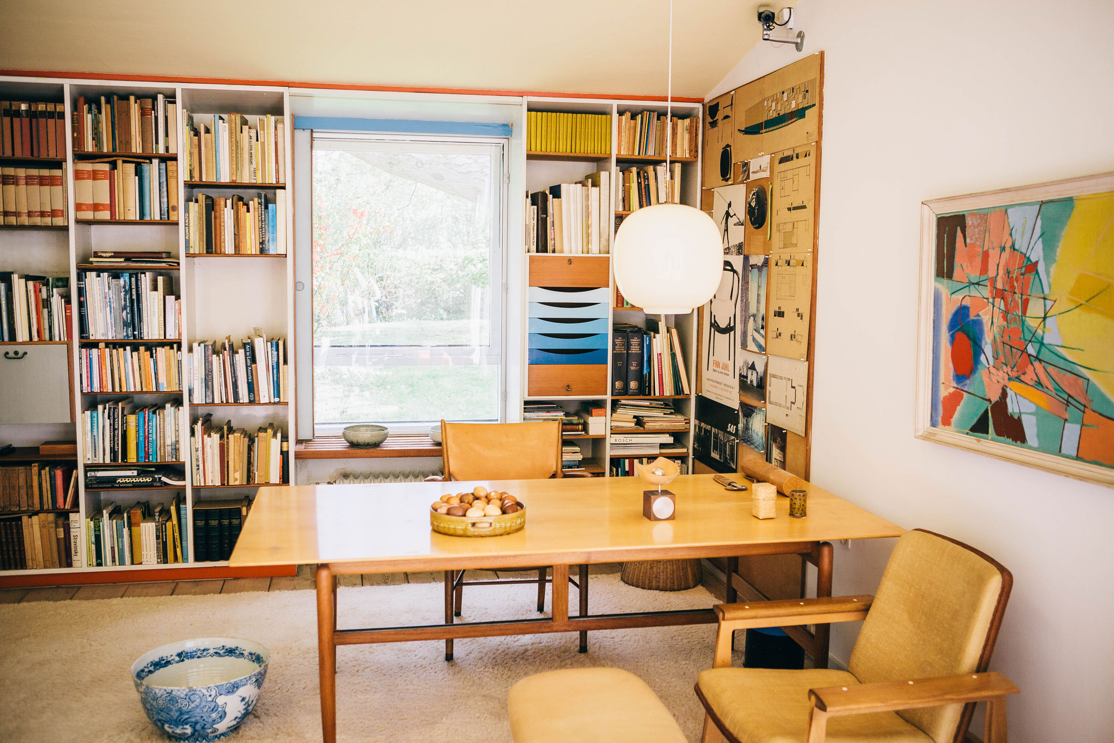 Bookshelf at the home of Danish architect Finn Juhl