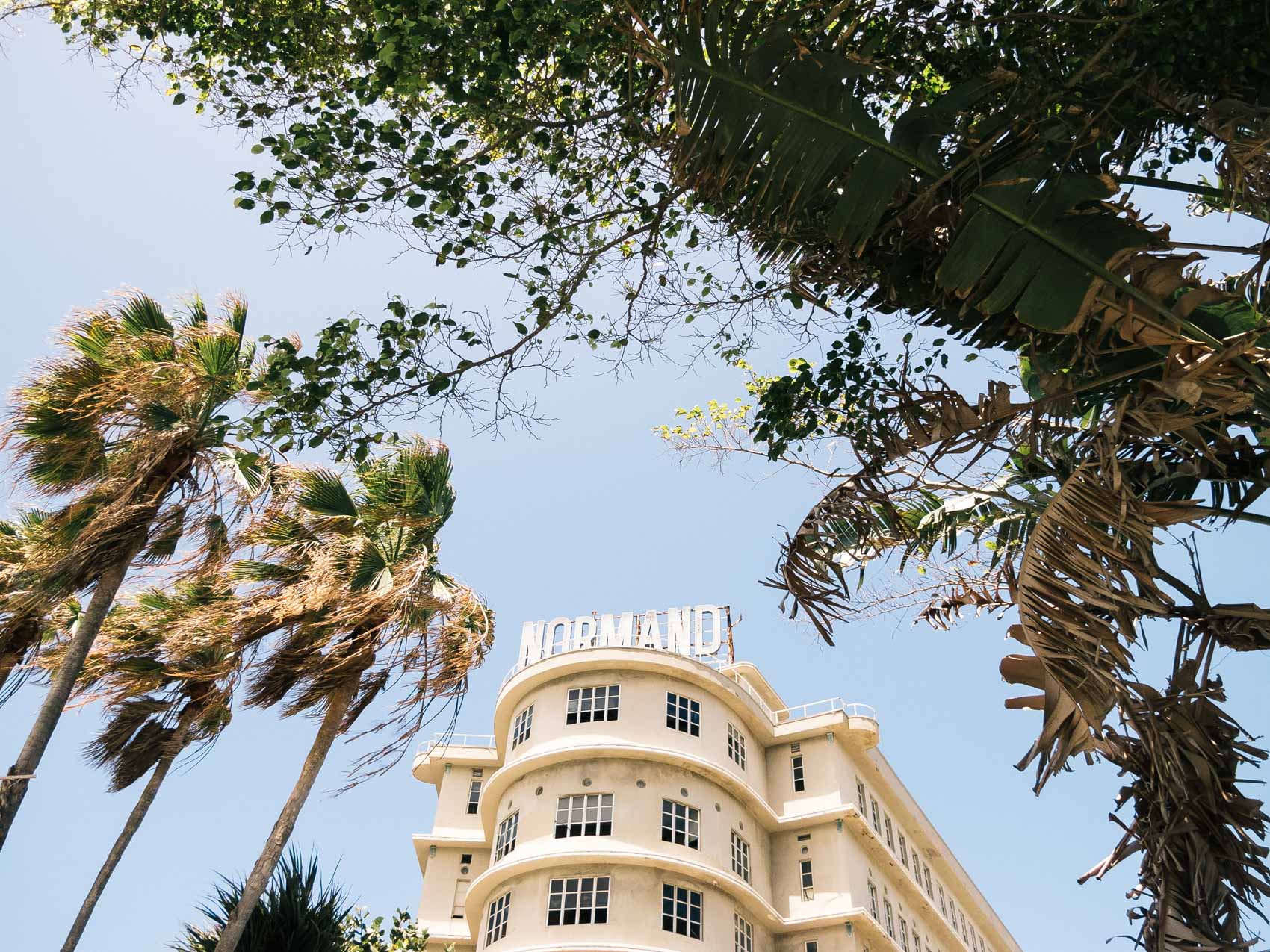 Retro, midcentury, art deco, vintage architecture design of the Normand building in San Juan, Puerto Rico