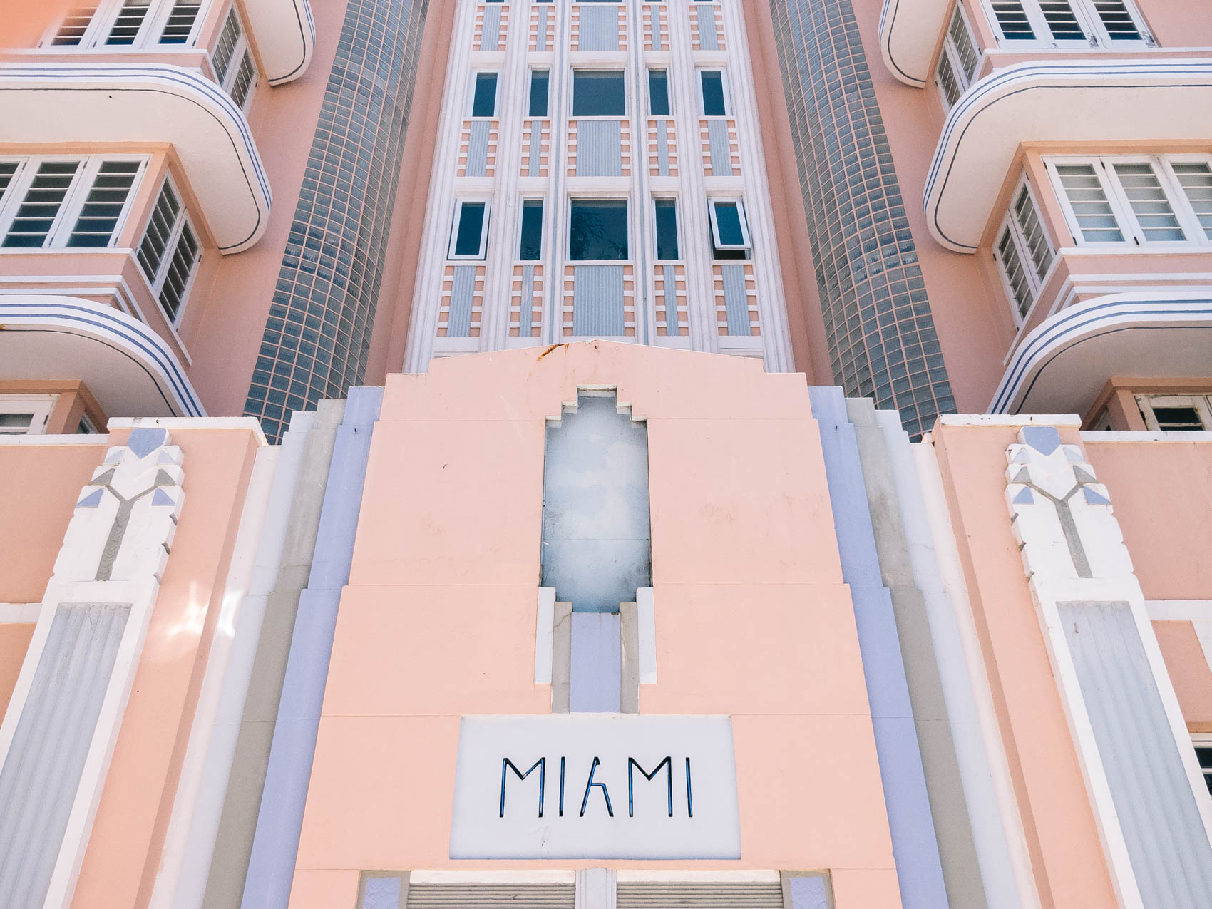 Art deco design of the Miami apartment building in Ashford Avenue, San Juan, Puerto Rico in Condado