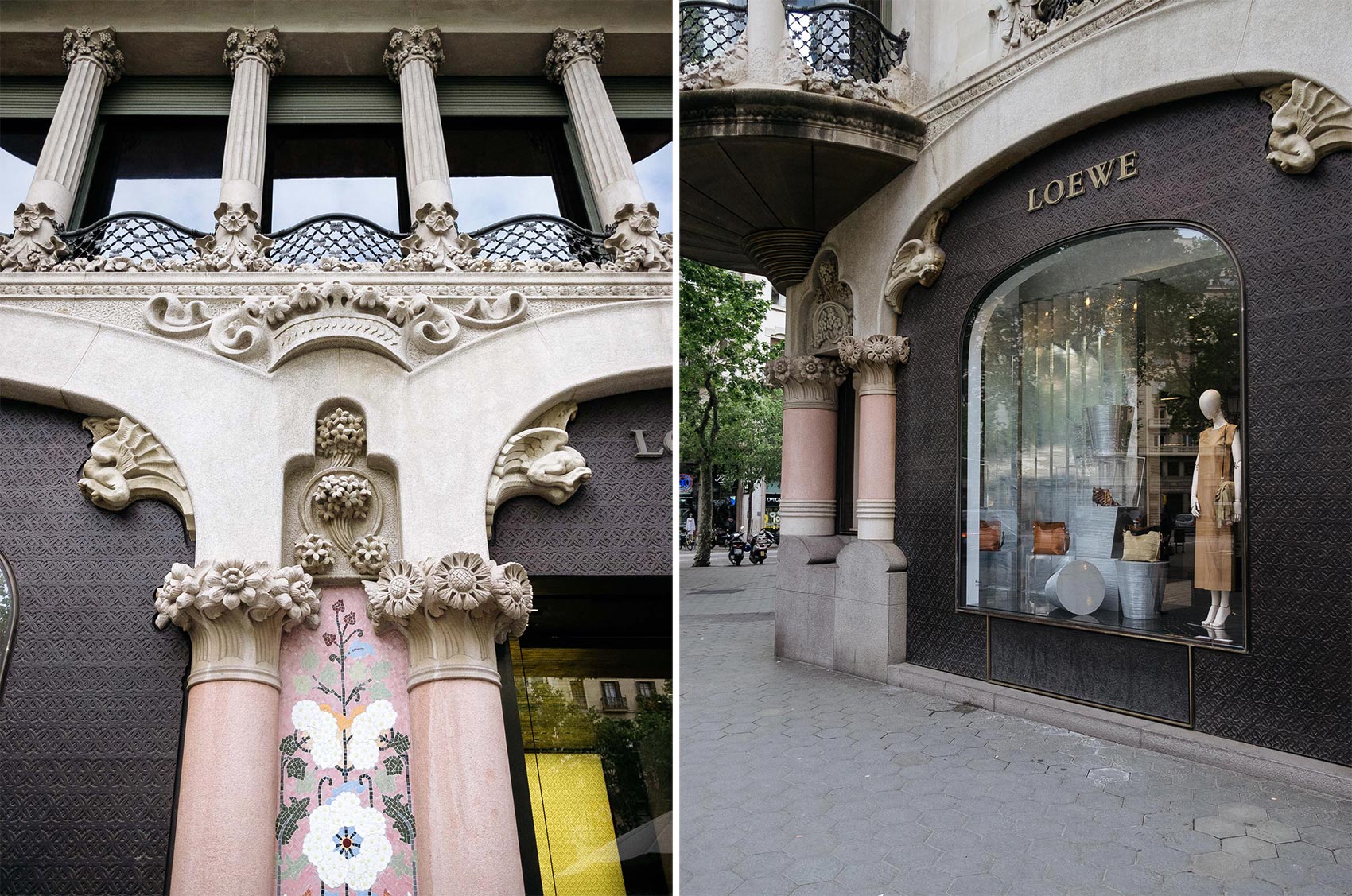 Spanish leather heritage house Loewe is located in a historic art nouveau building in the same Passeig de Gracia block as Gaudí's Casa Batlló 