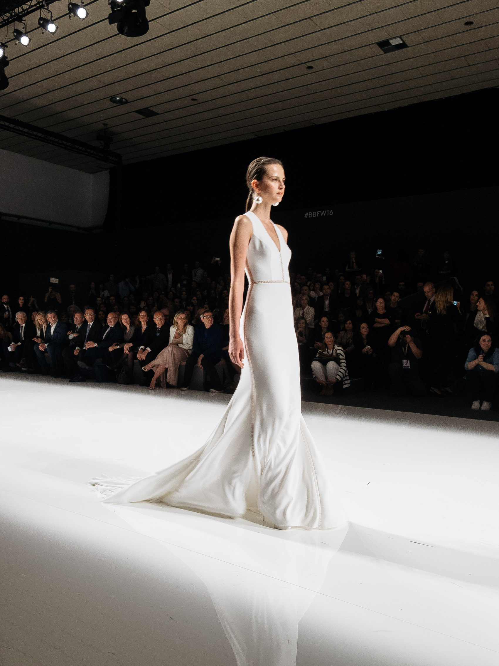 Clean, simple, minimal wedding dress from the 2017 Rosa Clara bridal collection shown during Barcelona Bridal Fashion Week