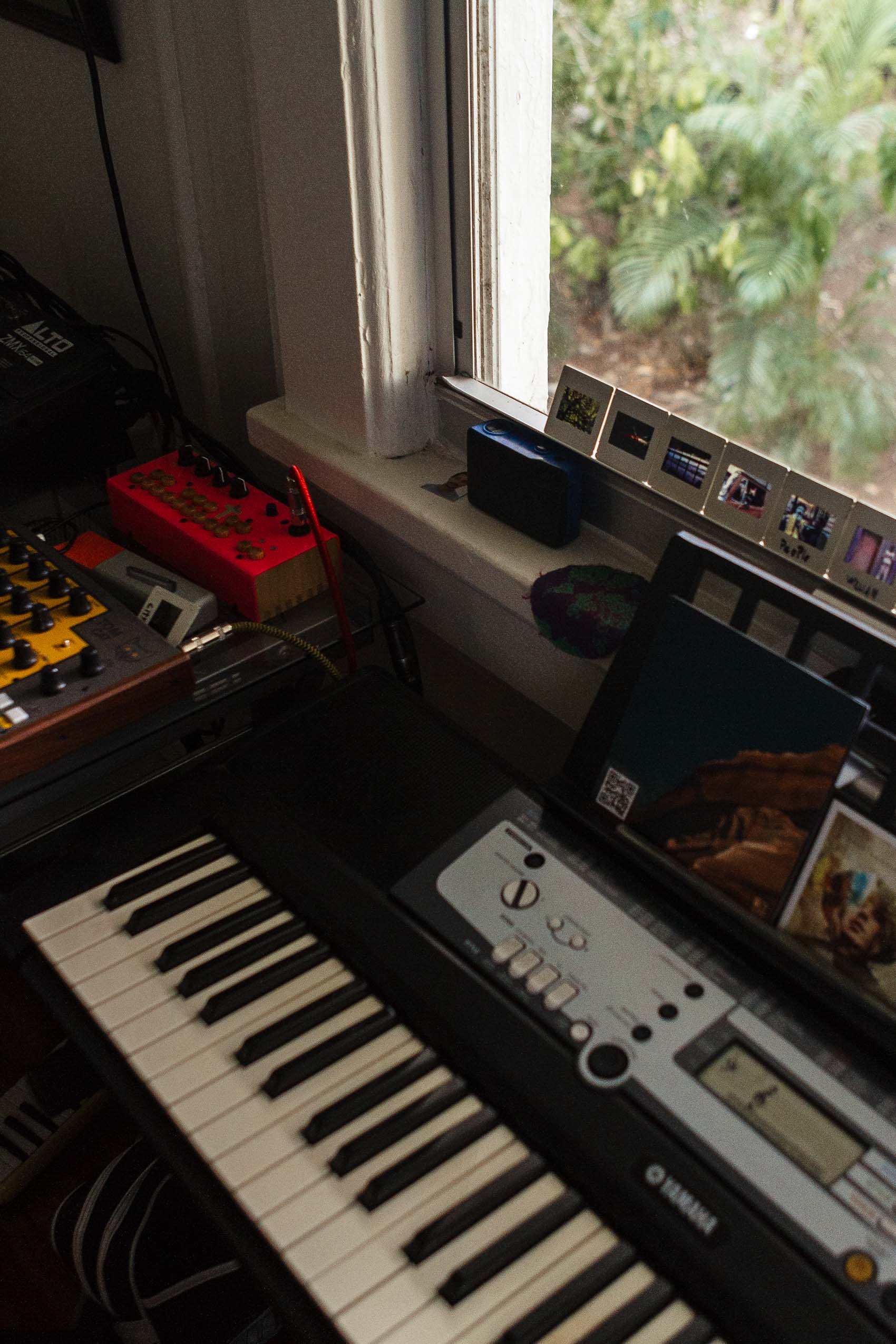 Keyboard in a home studio