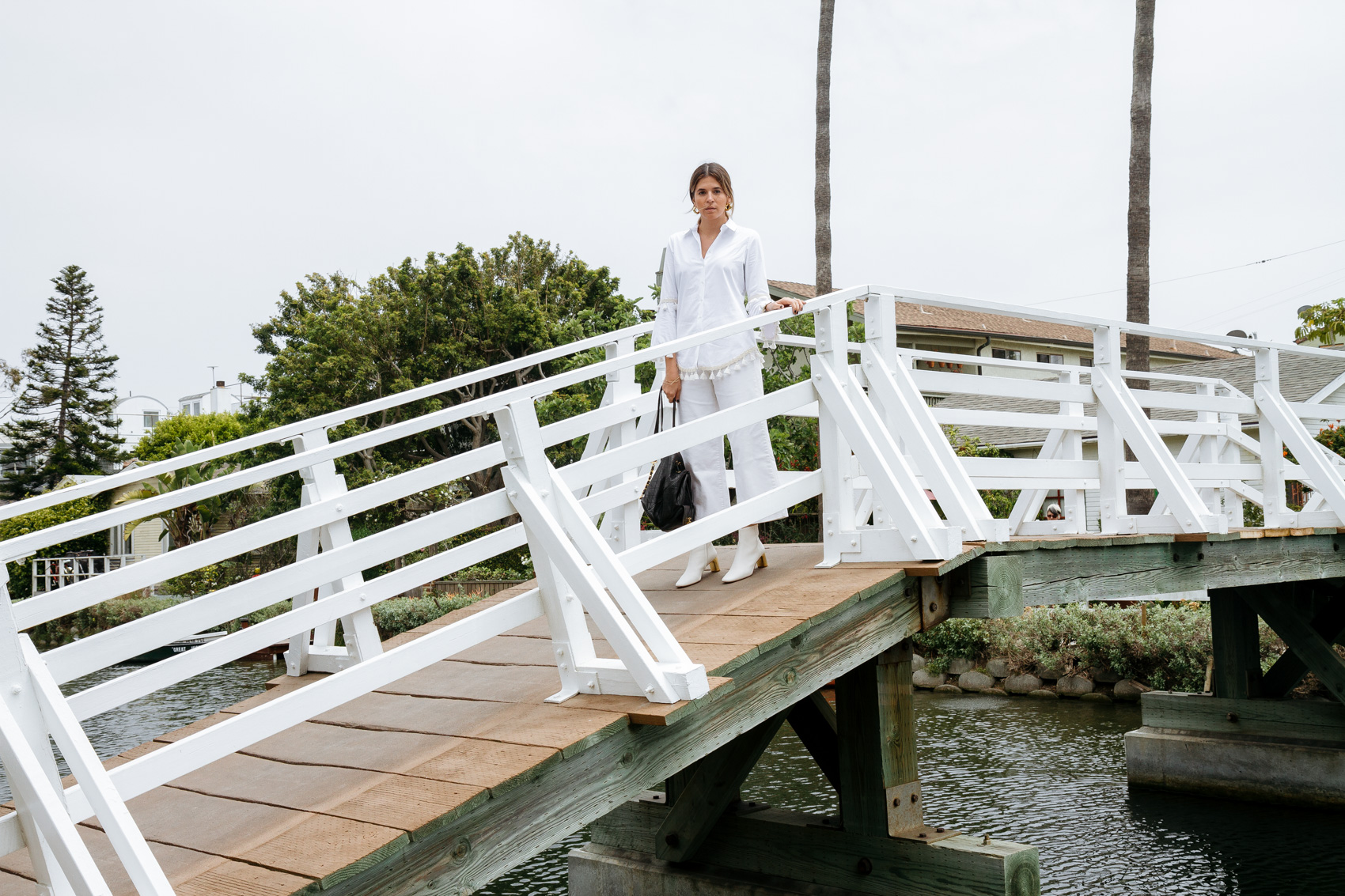 Maristella in an all white look in Venice Beach