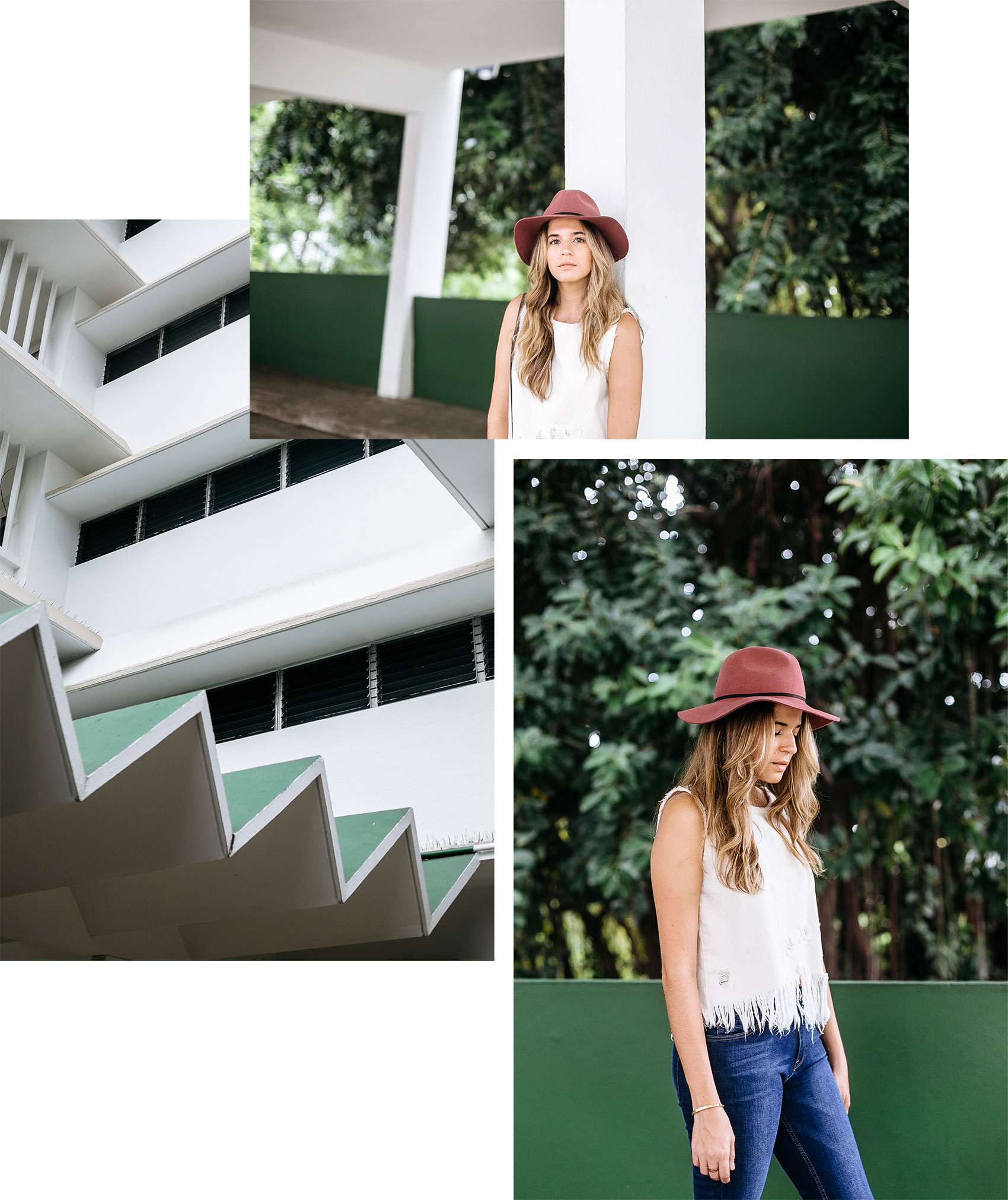 Blogger Maristella Gonzalez wearing a fedora hat from Asos, top from Zara and jeans from Stradivarius