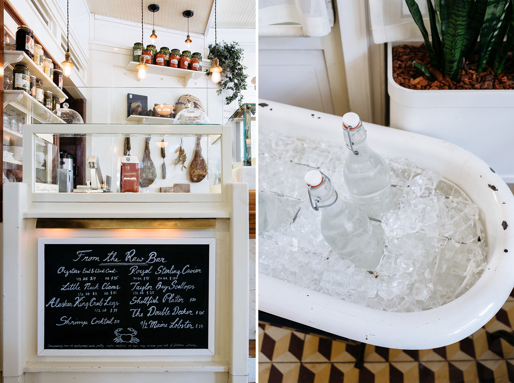 The Standard Raw Bar and bottle filled tub