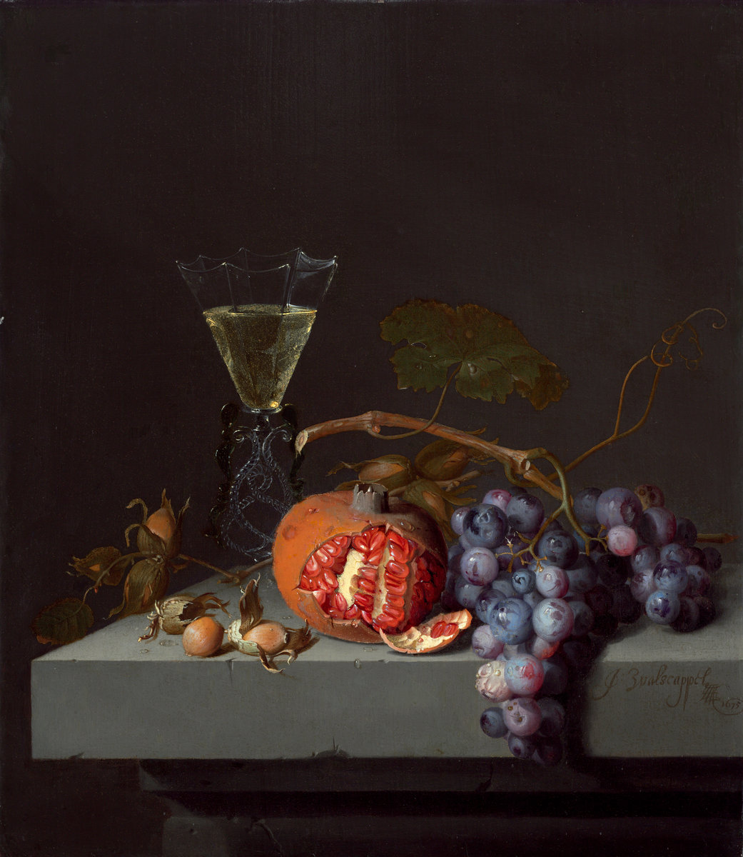 Jacob van Walscapelle (Dutch, 1644 - 1727 ), Still Life with Fruit, 1675, oil on panel, Juliet and Lee Folger/The Folger Fund