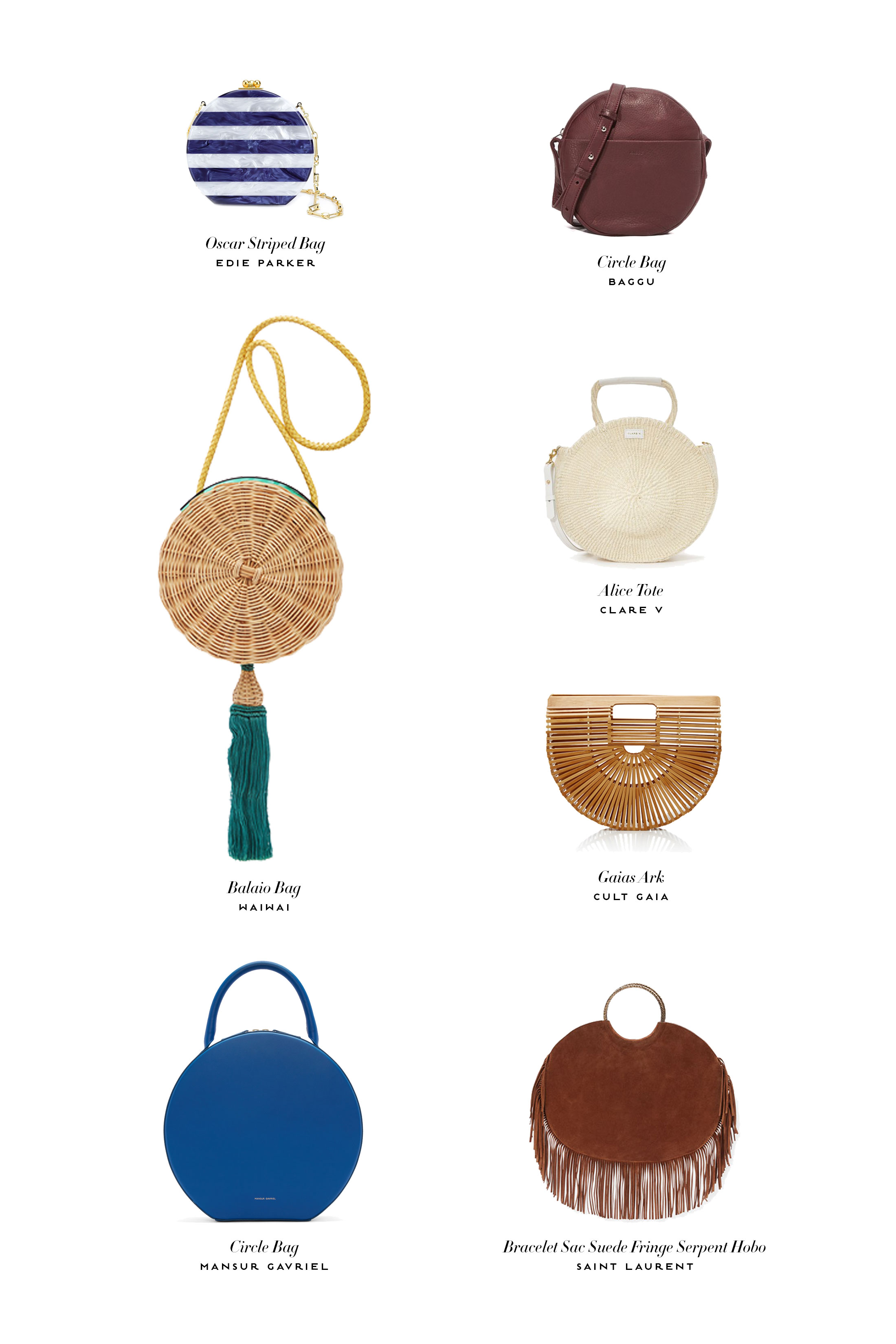 Mansur Gavriel, Clare V, Cult Gaia Circle bag trend summer 2016 shopping links by A Constellation