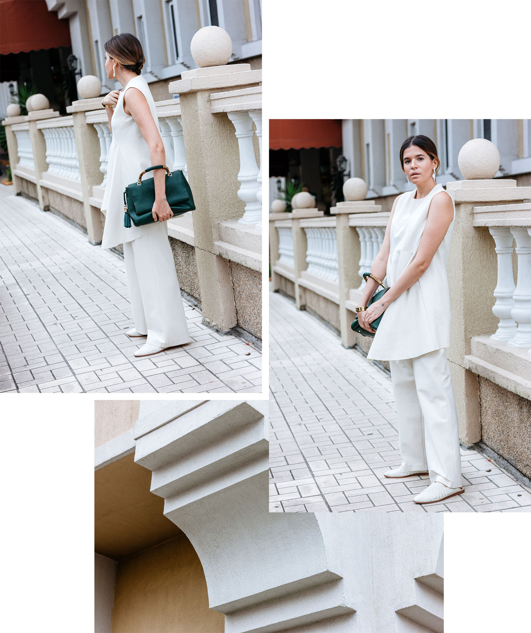 Maristella's minimalist all white monochrome outfit idea