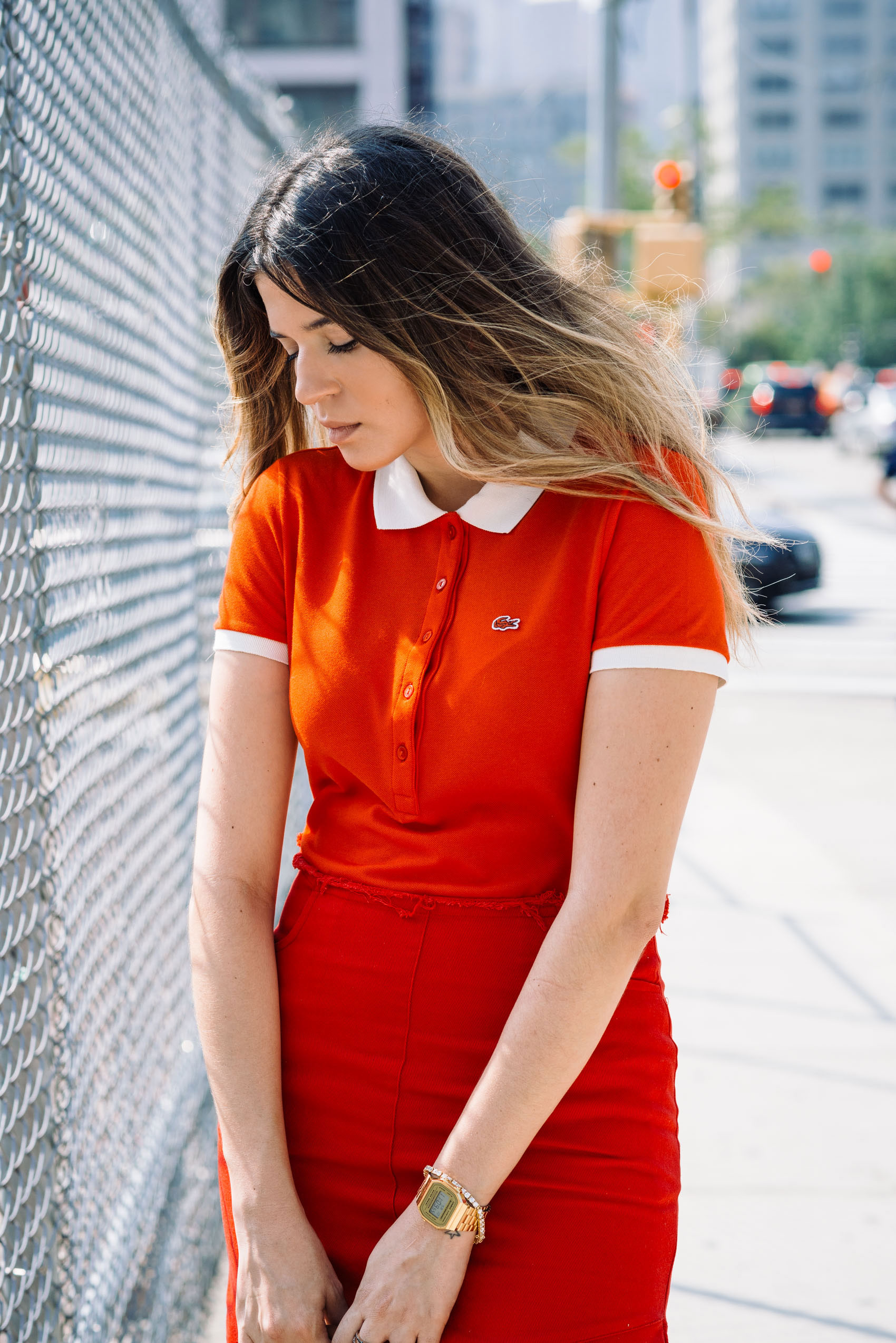 Blogger Maristella wearing all red at NYFW SS17