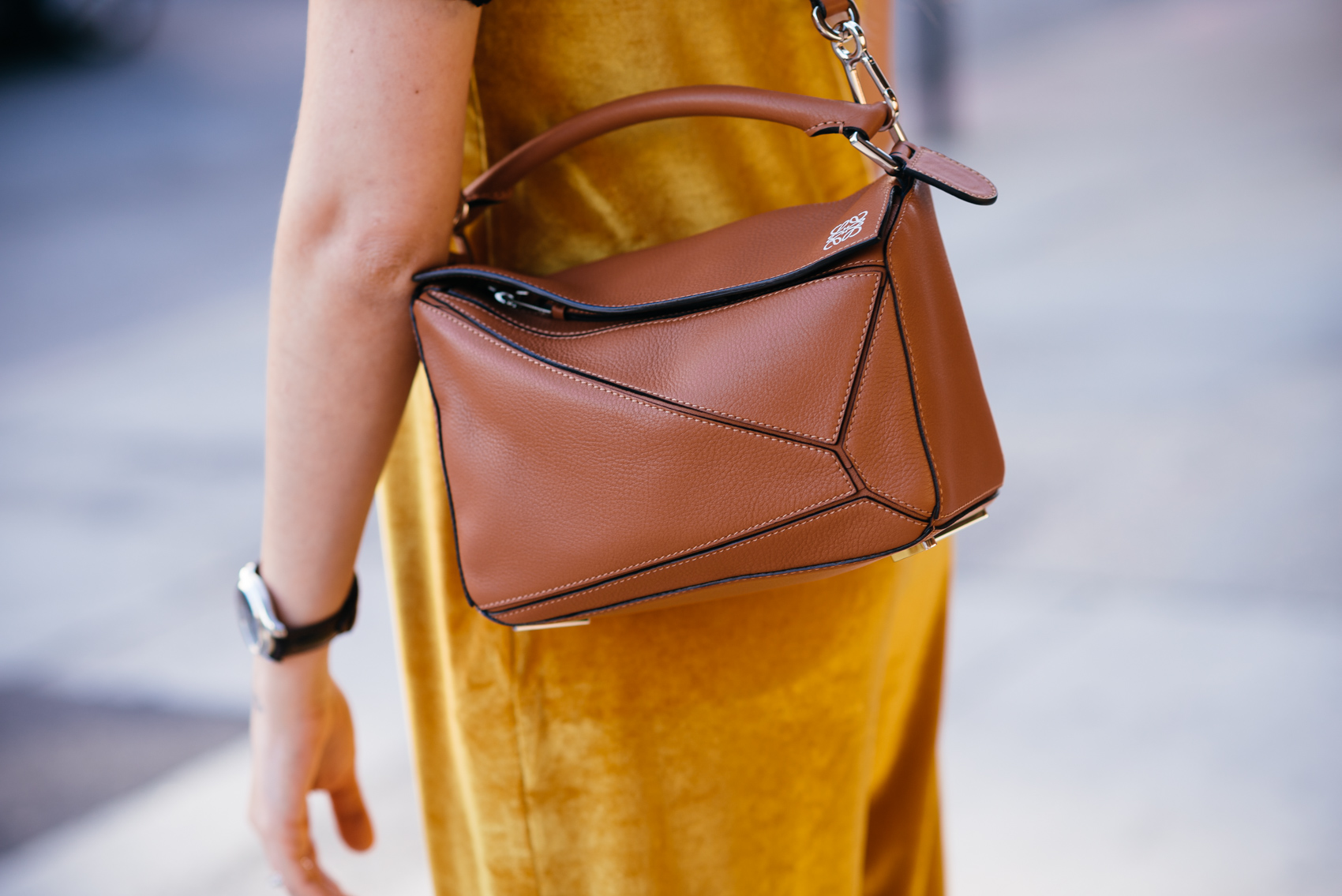 A blogger favorite; the Loewe small Puzzle bag by J.W.Anderson