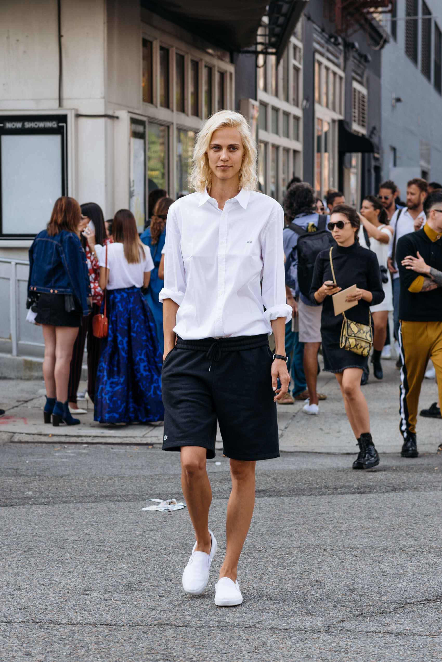 Model off duty street style after Lacoste SS17 at NYFW