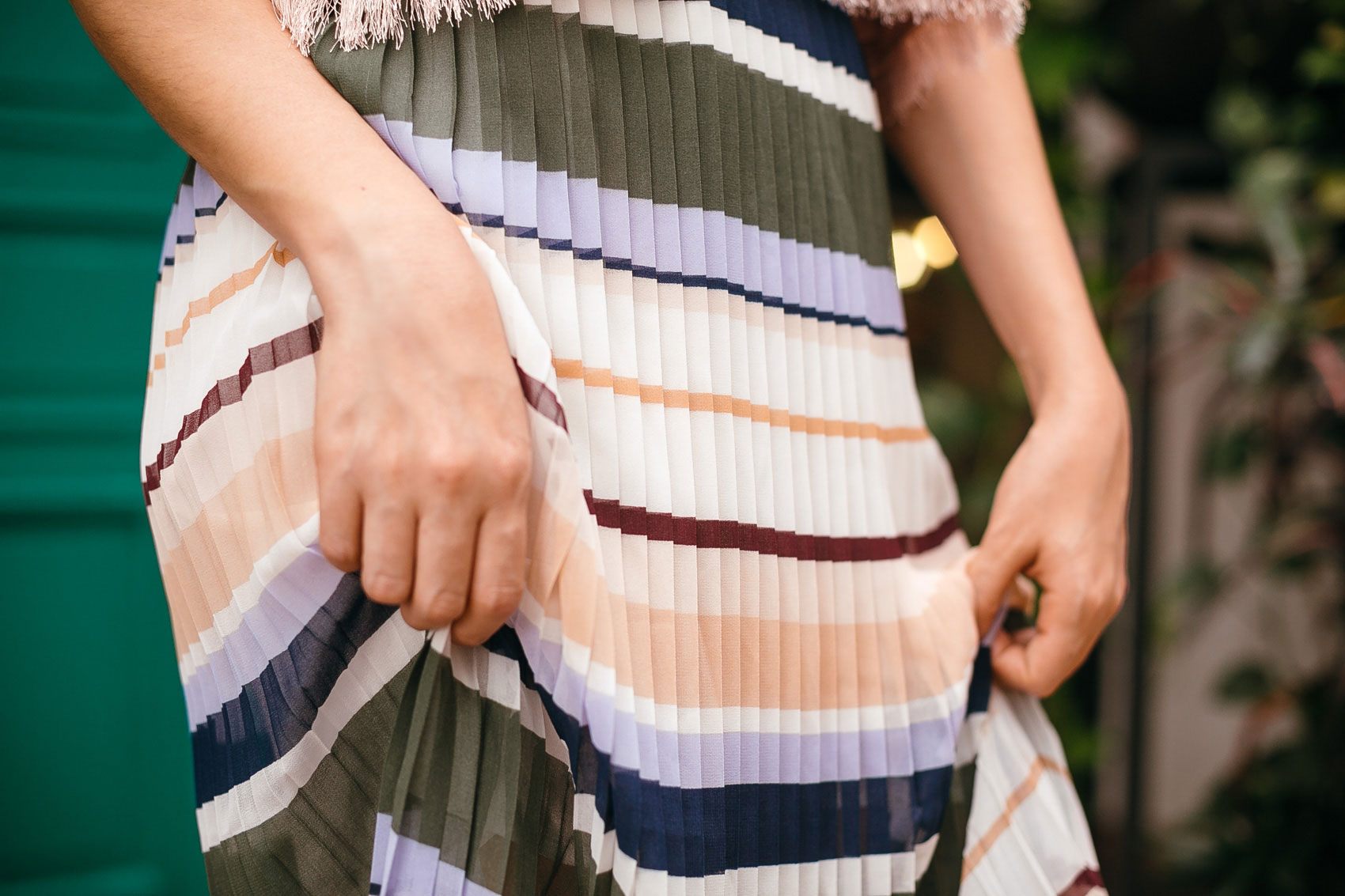 Pleated color block midi skirt from Keepsake available at Uber Shop