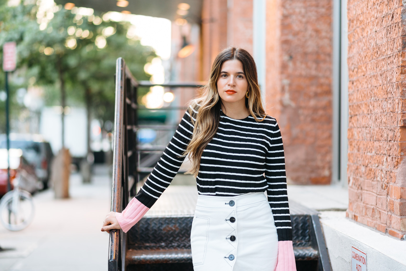 How to add a touch of pink to a black and white neutral outfit