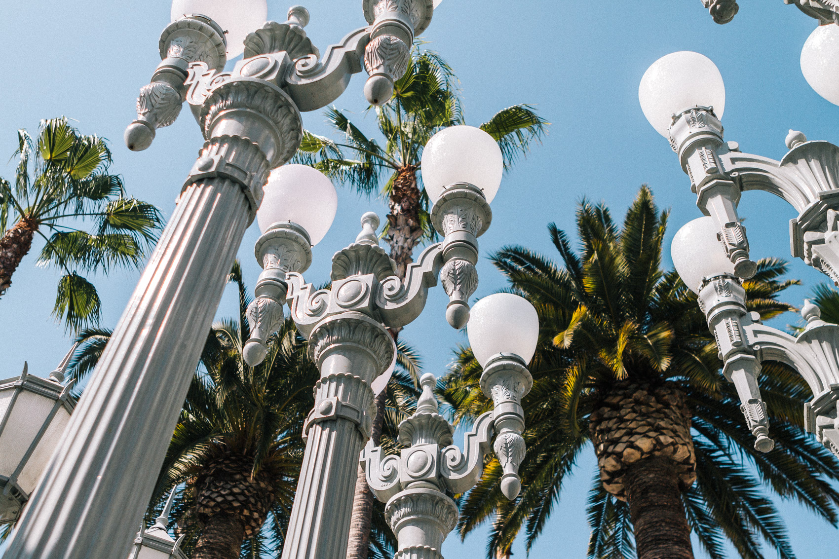 Urban Light lamp post installation by Chris Burden at the LACMA