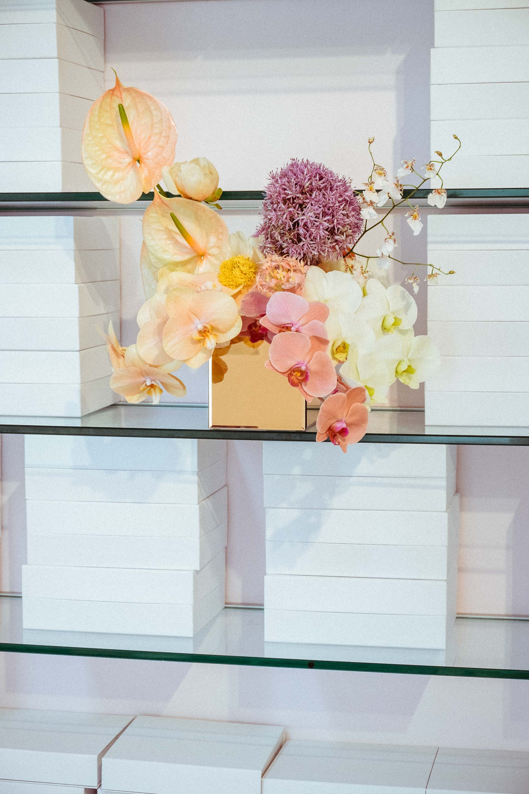 Flowers by Brittany Asch of Brrch Floral in the Glossier Showroom