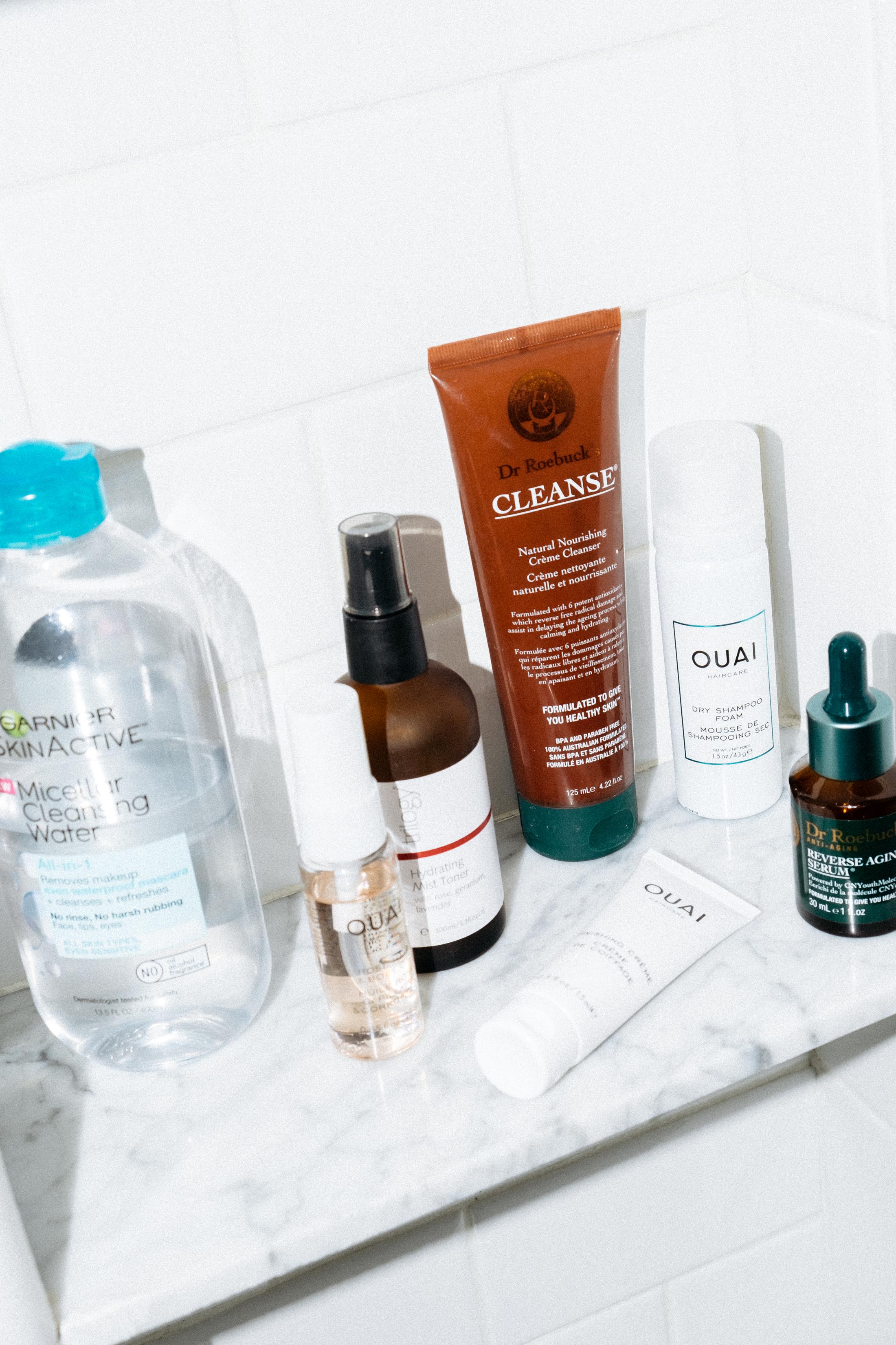 Dr. Roebuck's, Ouai, Trilogy and Garnier beauty products