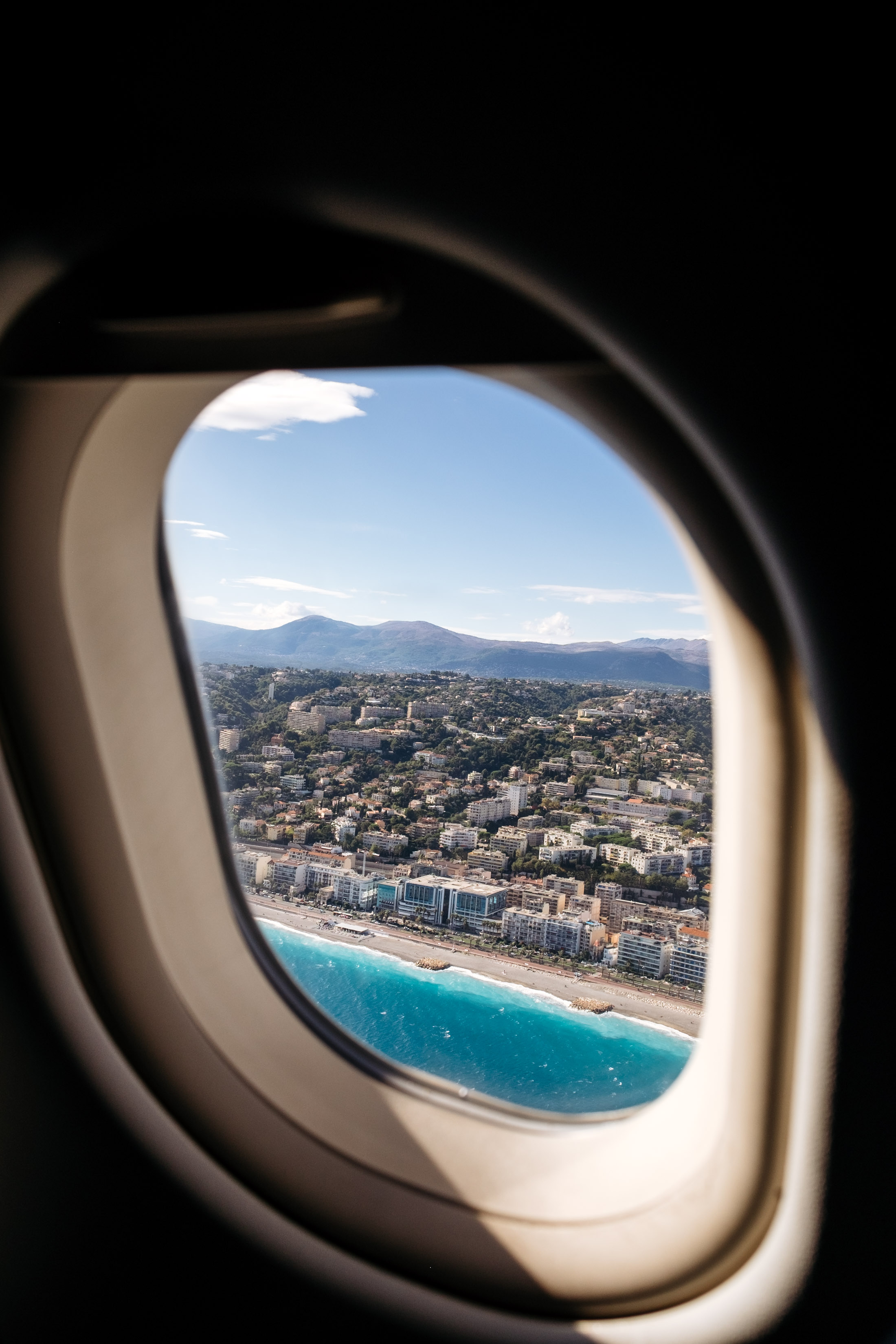 View from my airplane window arriving at Nice, France