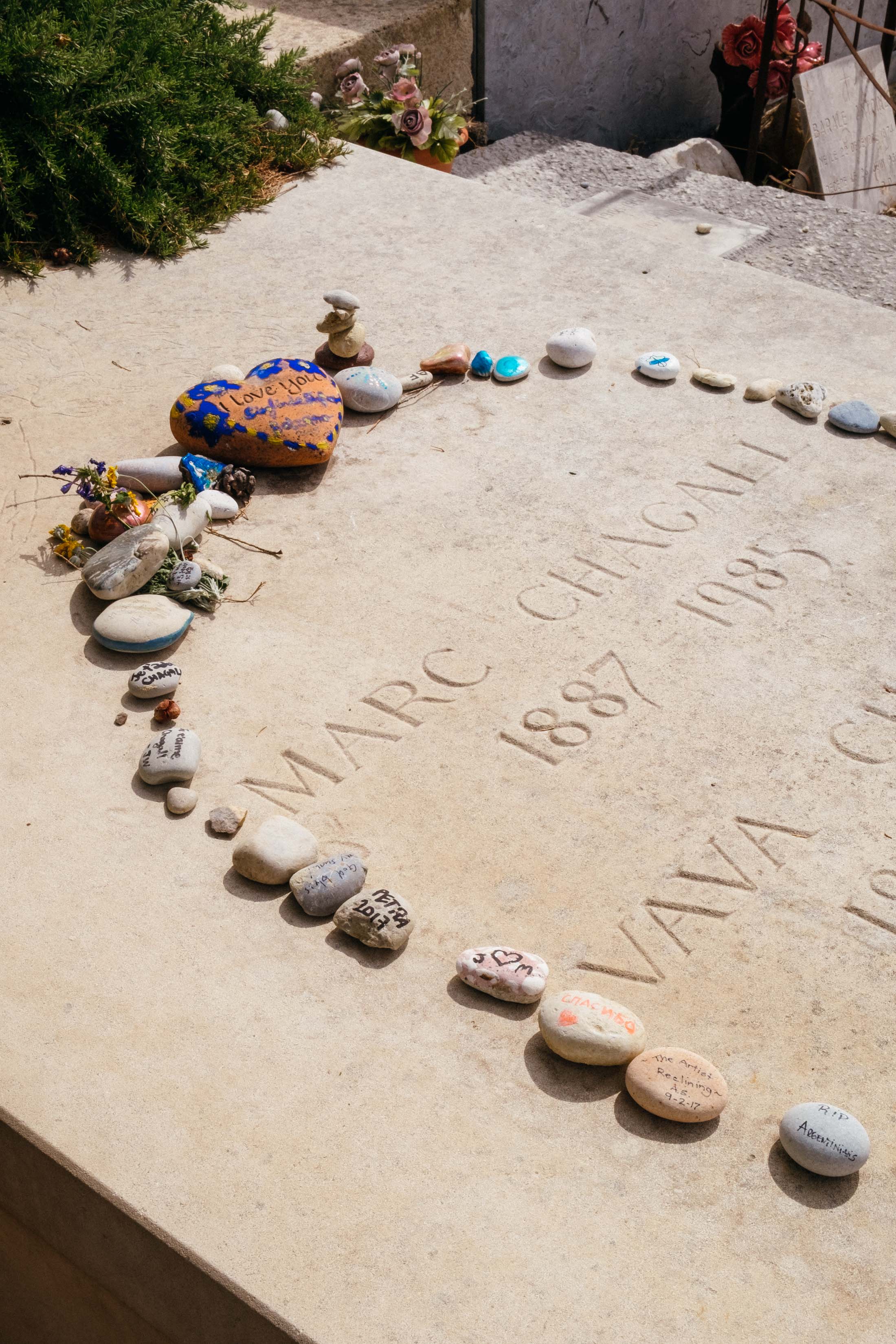 Marc Chagall's grave at the cemetery in Saint Paul de Vence, France