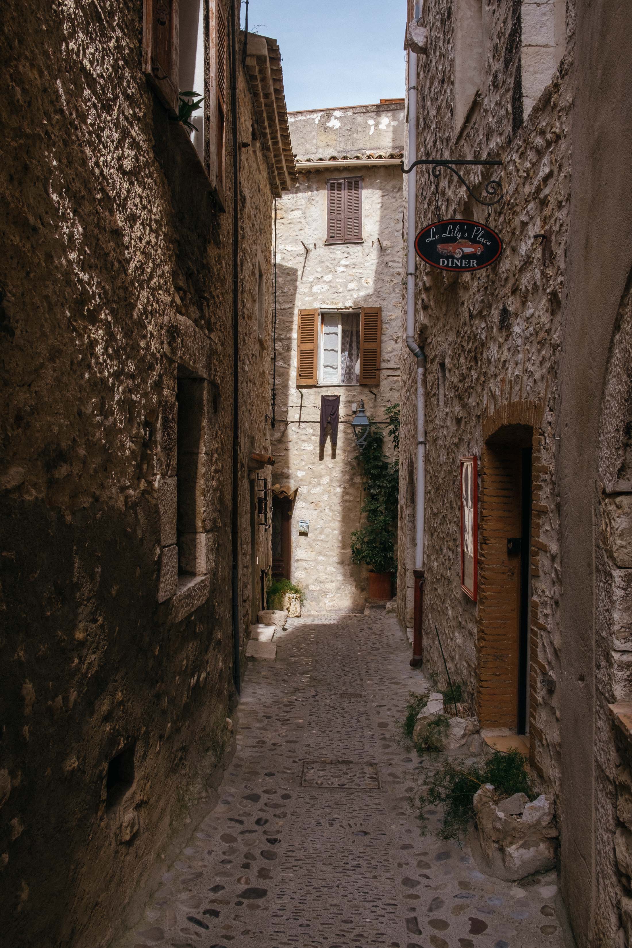 Narrow street in Saint Paul de Vence, France
