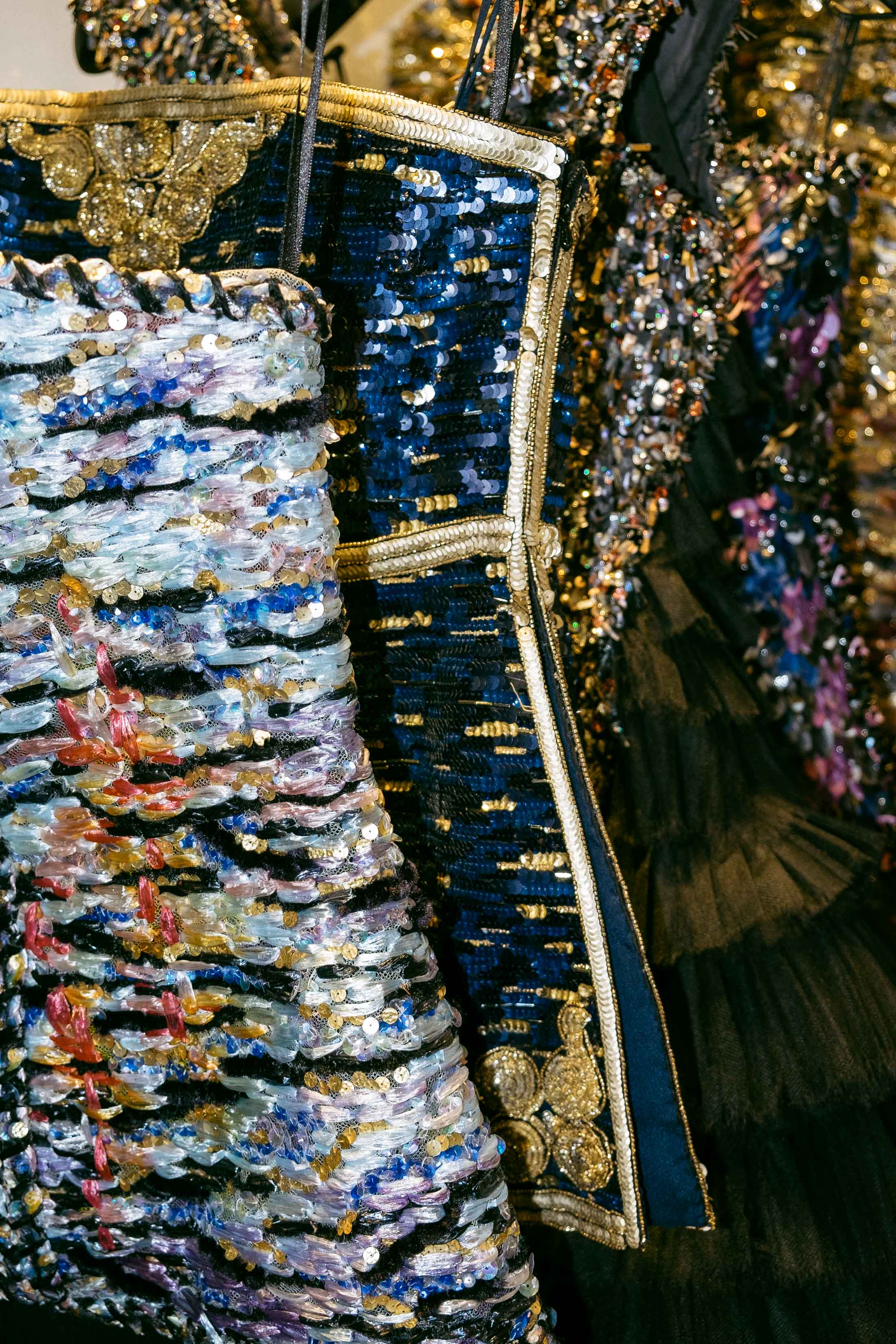 Sunset and nighttime color palettes of sequins in Chanel Haute Couture Fall 2018