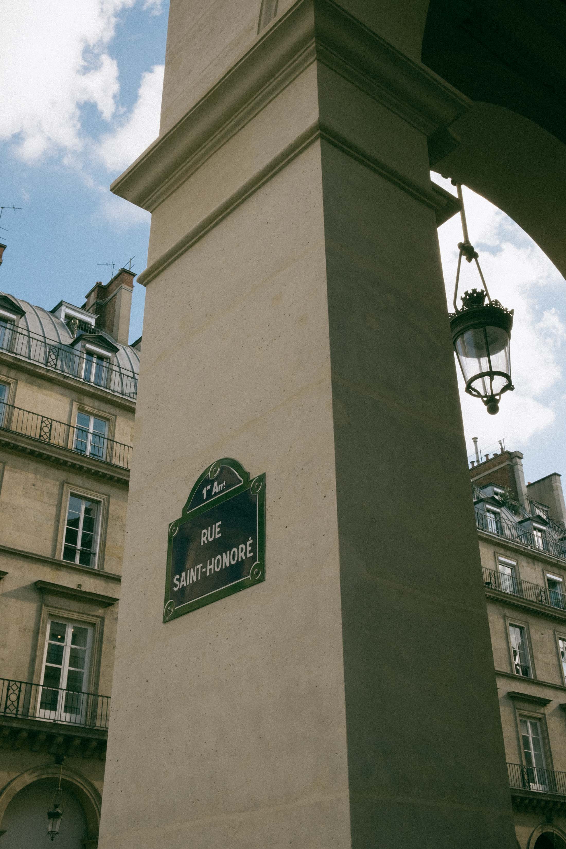 Rue Saint Honoré street sign in Paris